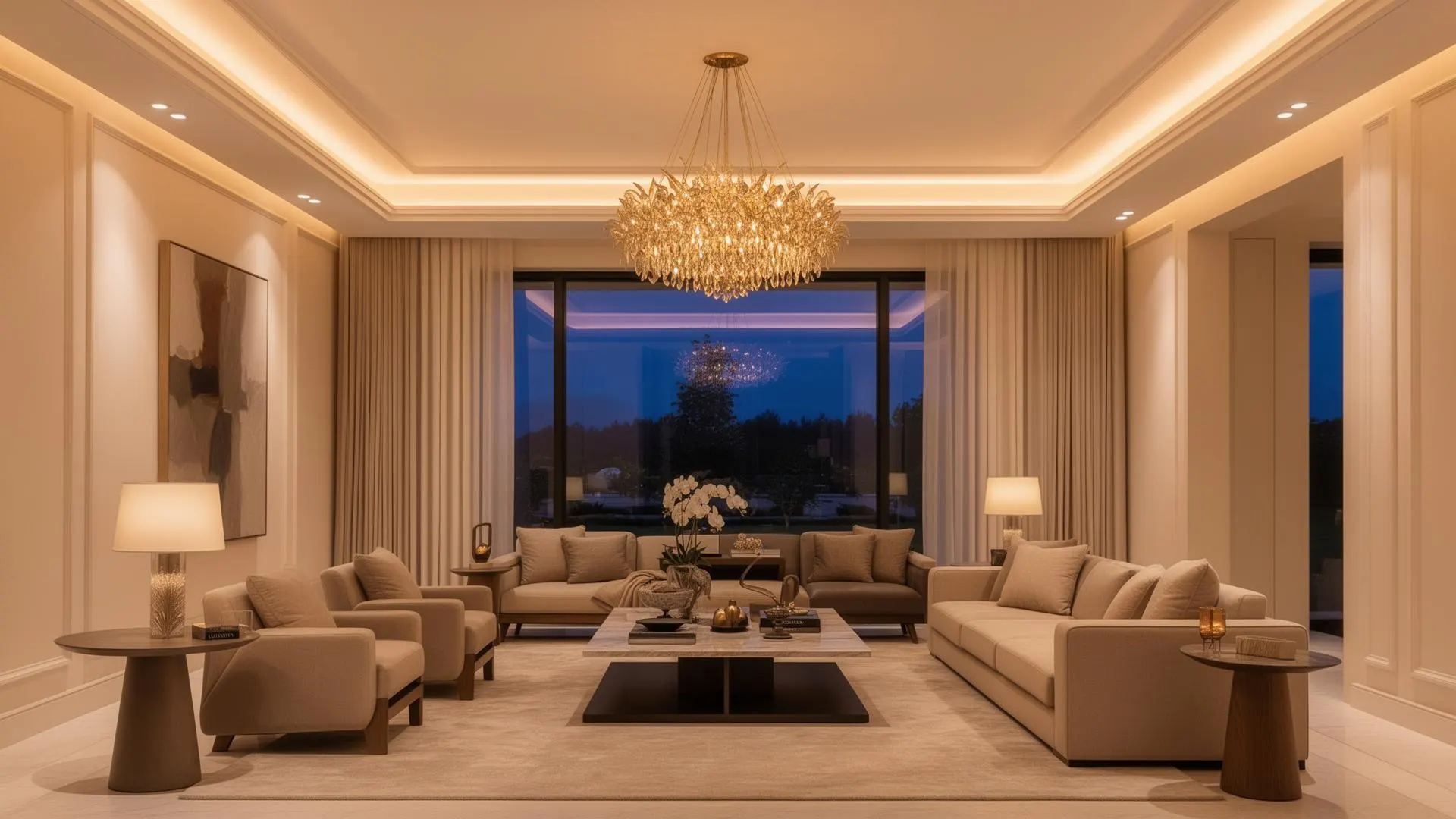 Modern home interior with clean professional electrical lighting